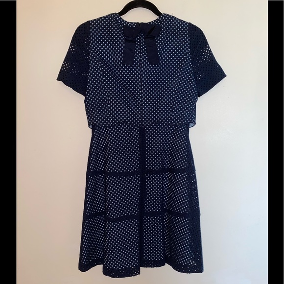 Line - Korean Women’s Navy Blue Eyelet Dress (Size: 66 Korean about US Size: 6) - Picture 6 of 16